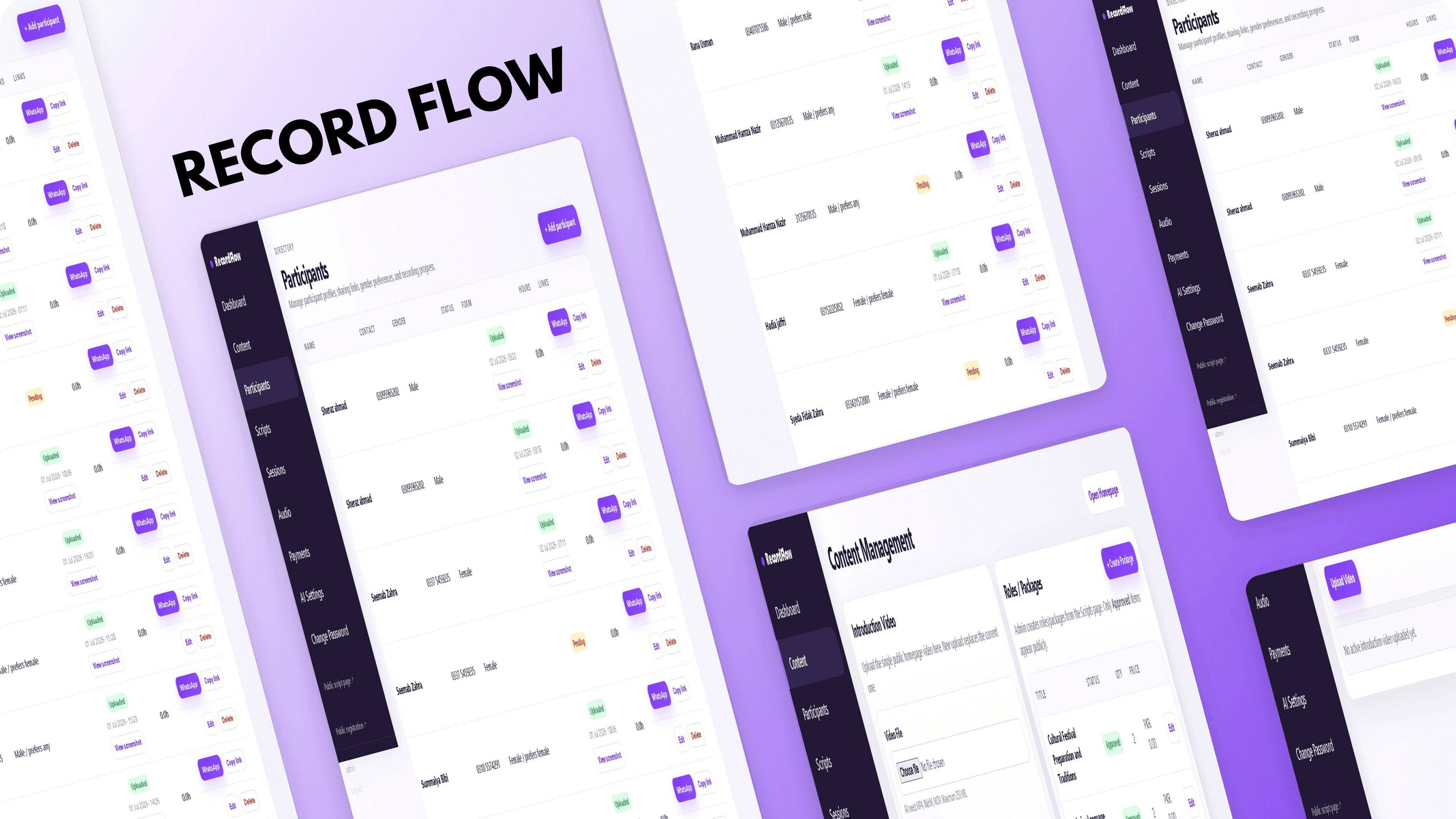 RecordFlow – AI Voice Recording & Participant Management Platform